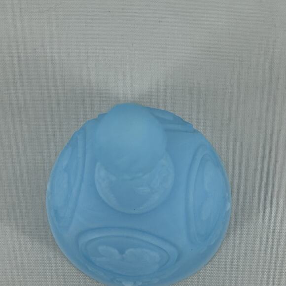 Vintage Mother and Child Fenton Blue satin custard Decorative Dinner Bell 6.5” - Picture 8 of 13